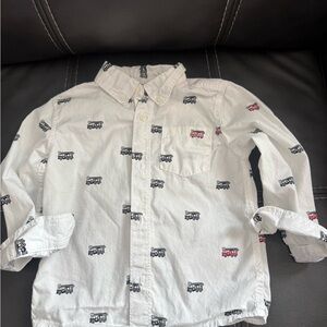 Gymboree White Shirt with Black and Red Truck Print